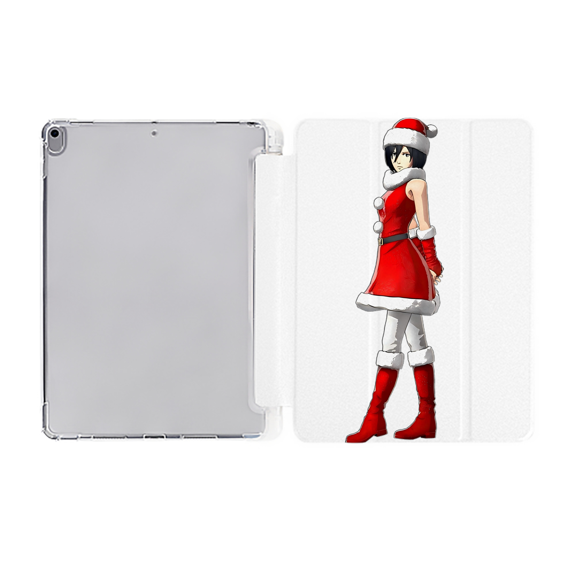 （画像用） 進撃の巨人 ミカサ·アッカーマン Attack on Titan Mikasa Ackerman IPad ケース ペン収納付き 三つ折りスタンド PUレザー×シリコン 対応機種9.5/10.5/10.9インチ
